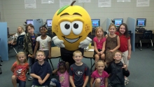 Peachy visits an elementary school in Ware County, Ga. 